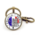 Dettaglio portachiavi bronzo vintage con Notre Dame e motivo bandiera francese - Bronzo (Stile 5)