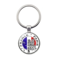 Llavero con la bandera de Francia y colgante de recuerdo de la catedral de Notre Dame - Notre Dame Dibujado a Mano (Plata-5)