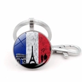 Portachiavi bandiera francese con sagome della Torre Eiffel e dell'Arco di Trionfo - Argento (Stile 3)