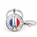 Portachiavi Tour Eiffel argento con ciondolo bandiera francese e chiusura a moschettone - Argento (Stile 4)