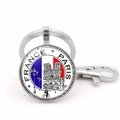Portachiavi in metallo argentato con bandiera francese e sagoma di Notre-Dame, souvenir di Parigi - Argento 5