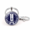 Portachiavi souvenir Francia con design a francobollo Torre Eiffel in blu e bianco - Argento (Stile 8)