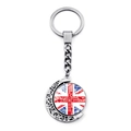 Detail of rotating pendant keychain featuring UK flag and London Big Ben landmarks - London Landmarks & Flag Style (JY009037-10)