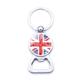 Detail eines Metall-Flaschenöffner-Schlüsselanhängers mit Londoner Motiven und Union Jack - Londoner Symbole Union Jack Kombi (JY009040-10)
