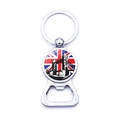 Britisches Union Jack und Tower Bridge Schlüsselanhänger aus Metall mit Bierflaschenöffner - Tower Bridge Silhouette und Epoxid-Stil (JY009040-6)