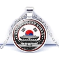 Silver Seoul South Korea pendant necklace with landmark silhouette and national flag - Korean Style