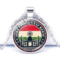 Silver chain necklace with India flag Taj Mahal glass dome pendant charm for women - Taj Mahal India
