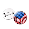Round volleyball badge with American flag pattern and secure metal pin back - Silver-Volleyball