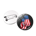 Round USA flag boxing glove badge with metal safety pin back for clothes and bags - Silver-Boxing Gloves