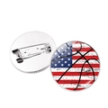 Round American flag basketball badge pin with vintage distressed metal finish - Silver-Basketball 2