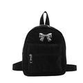 Mini-Rucksack aus schwarzem Nylon für Damen mit silberner Metallschleife und Reißverschluss - Schwarz
