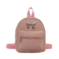 Rosa Mini-Rucksack aus Nylon mit silberner Metallschleife und Reißverschlusstasche - Rosa