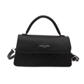 Borsa a mano nera chic con motivo a scacchi e scritte trendy in argento da donna - Nero