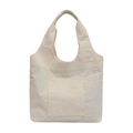Minimalist cream corduroy tote bag with front pocket and wide straps for autumn and winter - Off White