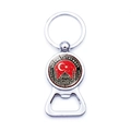 Detail of Istanbul Turkey metal beer bottle opener keychain with Turkish flag and mosque - Turkey