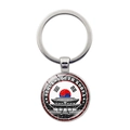 Metal keychain featuring Seoul South Korea flag and landmark design on white background - South Korea-Seoul