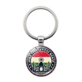 Silver metal keychain featuring India flag background and Taj Mahal souvenir pendant - India-Taj Mahal