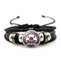 Bracciale in pelle intrecciata con bandiera della Corea del Sud e ciondolo Seoul - Stile coreano