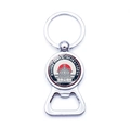 Silver metal bottle opener keychain featuring Osaka Pagoda Tower Japan travel design - Japan