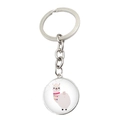 Cute alpaca cartoon pendant keychain with silver alloy ring on white background - Red Ball Decor Alpaca Style (JY009062-6)