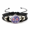 Bracciale multistrato in pelle con tema Big Ben e ciondolo in vetro bandiera del Regno Unito - Regno Unito