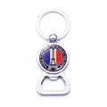 Silver metal keychain bottle opener featuring a vintage Eiffel Tower France souvenir design - France Style