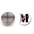 Round crystal glass fridge magnet featuring letter M with floral design and magnetic back - Letter M Style (XSWX6582-M)
