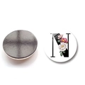 Round magnetic fridge sticker with letter N and pink floral design on white background - Letter N Style (XSWX6582-N)