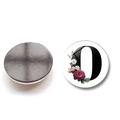 Magnetic crystal glass fridge magnet featuring floral letter O and matte magnetic back - Letter O Style (XSWX6582-O)