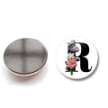 Letter R glass fridge magnet with floral design and magnetic back for home decor - Letter R Style (XSWX6582-R)