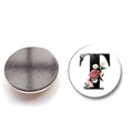 Magnetic glass fridge magnet with floral alphabet letter T on a white background - Letter T Style (XSWX6582-T)