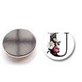 Round crystal glass fridge magnet with letter U floral design and magnetic back - Letter U Style (XSWX6582-U)