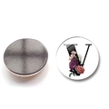 Floral alphabet V glass fridge magnet with decorative purple flowers and matte black back - Letter V Style (XSWX6582-V)