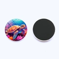 25mm crystal glass sea turtle magnet with vibrant underwater illustration and magnetic back - Purple Coral Sea Turtle Style (JY009029-6)