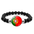 Détail du bracelet en perles avec breloque drapeau Portugal et perles d'obsidienne noire - Style Portugal