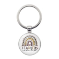 Regenbogen-Bleistift Schlüsselanhänger für Lehrer mit motivierendem Zitat-Geschenk - Leoparden Bleistift Regenbogen (Silber-2)