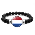 Bracelet à perles noires drapeau Pays-Bas pour tournoi de football européen 2024 - Style Pays-Bas
