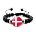 Pulsera bandera de Dinamarca con cuentas negras y cordón ajustable para fans fútbol - Barco Vikingo Dinamarca