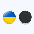 Aimant de frigo drapeau Ukraine en verre cristal, rond 25mm avec base magnétique souple - Ukraine