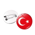 Vue détaillée avant et arrière du badge rond drapeau Turquie au fini brillant - Turquie