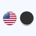 Front and back views of a 25mm American flag crystal glass magnetic fridge sticker - United States