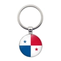 Détail du porte-clés drapeau du Panama avec anneau en métal argenté et finition brillante - Panama