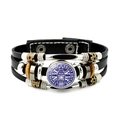 Bracciale punk in pelle multistrato con bandiera UK e ciondolo Big Ben in stile vintage - Stile Big Ben con Union Jack (JY009041-3)