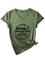 Détail d'un t-shirt col en V vert olive avec imprimé texte et nœud sur le côté du vêtement - Vert Olive (Police Noire)