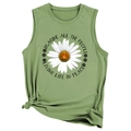 Détail du débardeur vert avec motif marguerite et nœud élégant sur le côté - Vert olive