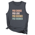 Detail eines grauen Tanktops mit Pro Choice Slogans und modischem Knoten am Saum - S / Dunkelgrau