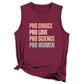 Detail eines burgunderfarbenen Tanktops mit bunten Pro Choice und Pro Love Slogan-Prints - S / Burgunderrot