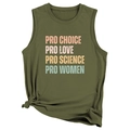 Détail du débardeur vert armée avec imprimé Pro Choice Pro Love et nœud à l'ourlet - Vert Militaire
