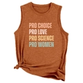 Débardeur sans manches caramel avec imprimé Pro Choice Pro Love et nœud latéral décoratif - Orange Brûlé