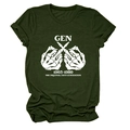 Detail eines dunkelgrünen Baumwoll-T-Shirts mit Gen 1965-1980 Totenkopf-Grafik - Armeegrün (Weiße Schrift)